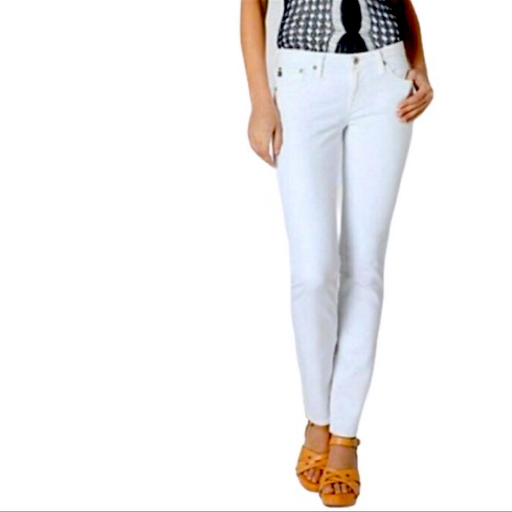 AG Adriano Goldschmied The Stevie Slim Straight Mid Rise White Jeans Size 29